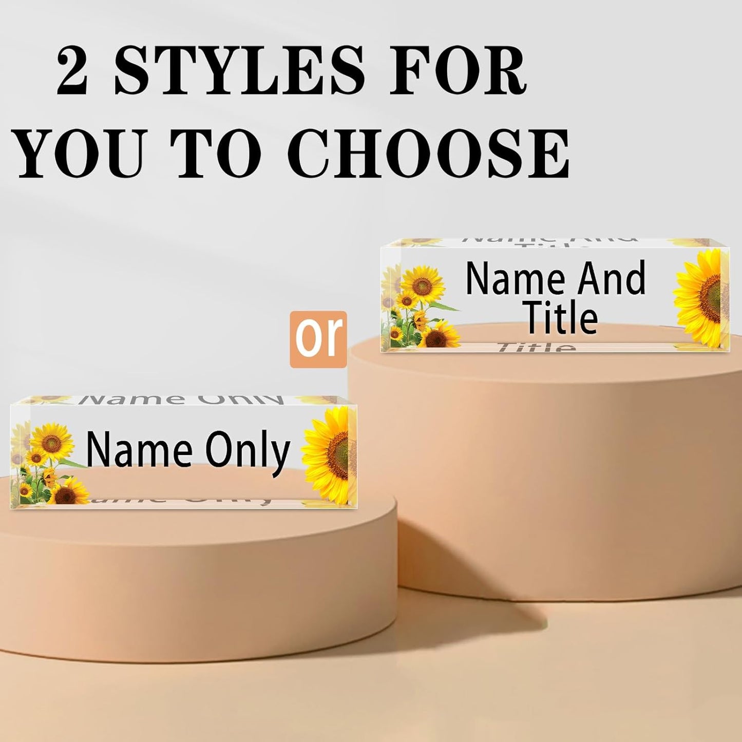 Name Plate for Desk Personalized, Acrylic Desk Decorations, Employee Appreciation Gifts, Custom Office Gifts for Coworkers, Boss, Teacher, Nurse (Sunflower)
