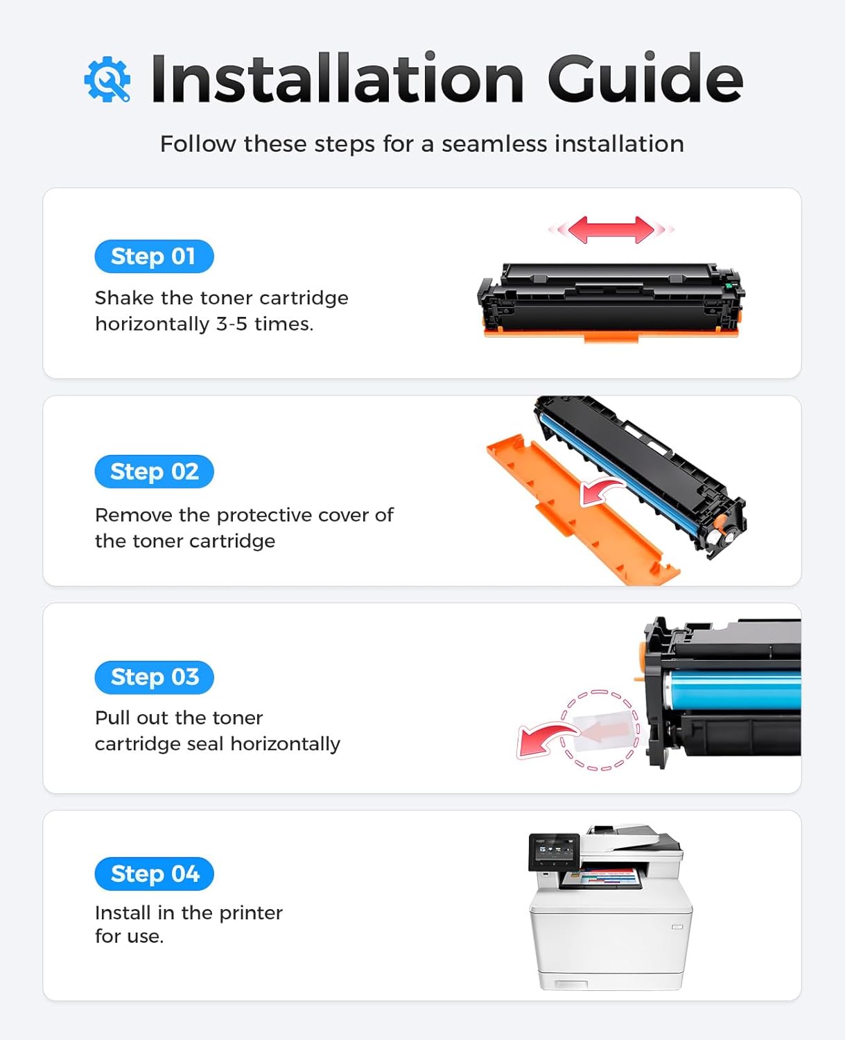 414X Toner Cartridge Set 4-Pack Replacement for HP 414X W2020X W2021X W2022X W2023X Compatible for HP Color Laserjet Pro MFP M479fdw M479fnw M479dw M454dw M454dn M454nw Enterprise M480f M455dn Printer