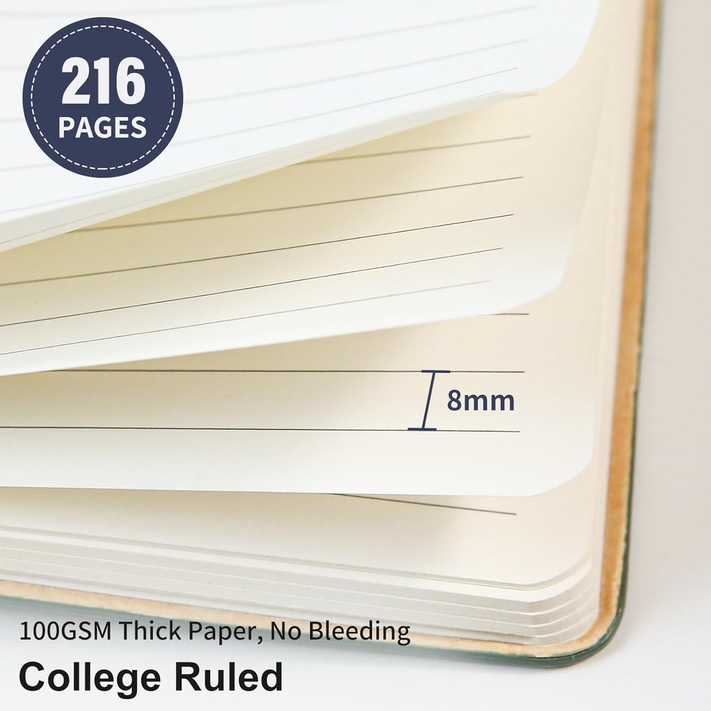 Lined Journal Notebook for Work College Ruled Note Book 5.79"x8.27" A5 PU Leather Daily Journaling 216 Pages for Women Men Writing Home School Supplies Business (A5 Lined 216pages, 04-Dark Blue)