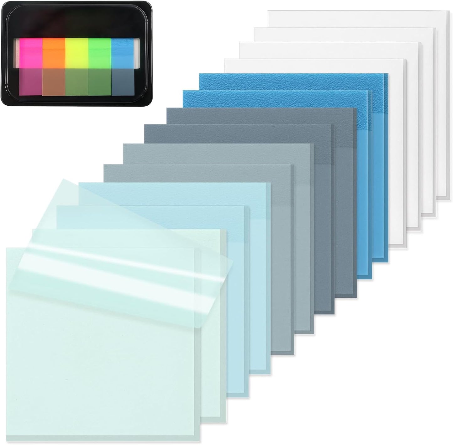 ‎SYMDROMIA Transparent Sticky Notes, 3"x3" Clear Post Translucent Sticky Notes with See Through Self-Adhesive Sticky Pads for Office School College Supplies,800 Sheets Ocean Blue
