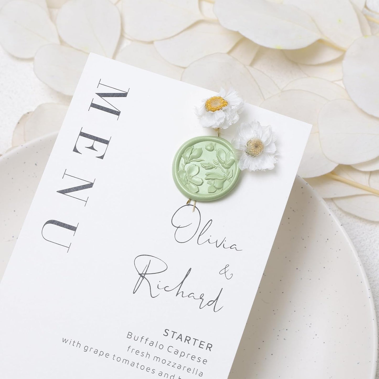 UNIQOOO Wax Seal Stickers - (3 Designs in 1 Pack) Wedding Invitation Envelope Seal Stickers, 60 Pcs Self-Adhesive Stickers, Perfect for Invitation, Christmas, Gift Wrapping (Sage Green)