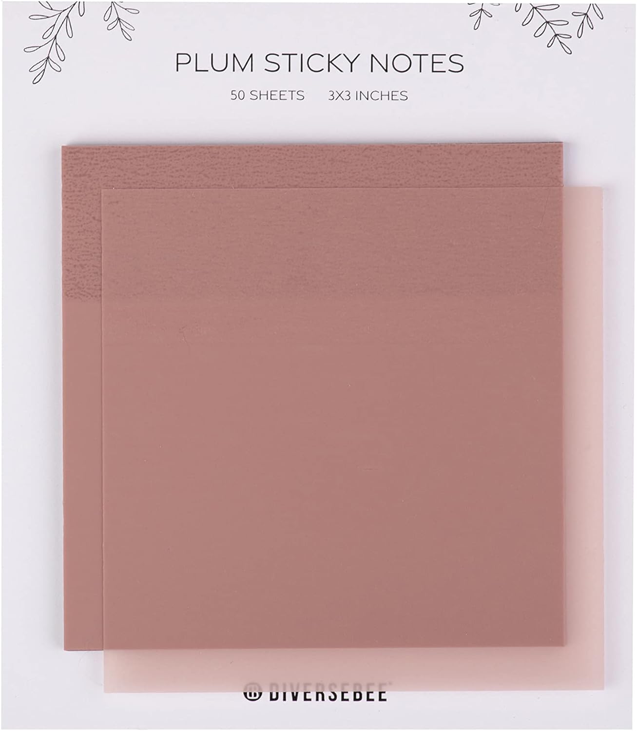 DiverseBee 50 Sheets Pastel Transparent Sticky Notes, 3x3” Clear Sticky Tabs, Translucent Page Flags Book Markers Stickers, Planner Accessories, Bible Journaling Study Office School Supplies (Plum)