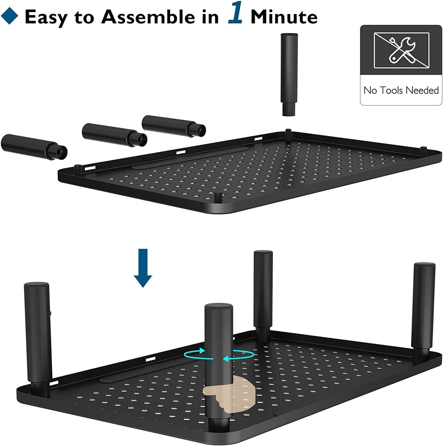 BONTEC 2 Pack 3 Height Adjustable Monitor Stand Riser with Pen Holder, Ergonomic Metal Laptop Stand with Cable Management, Desktop Stand for Computer, Printer, Monitor, Laptop, Black Steel, 14.5 in