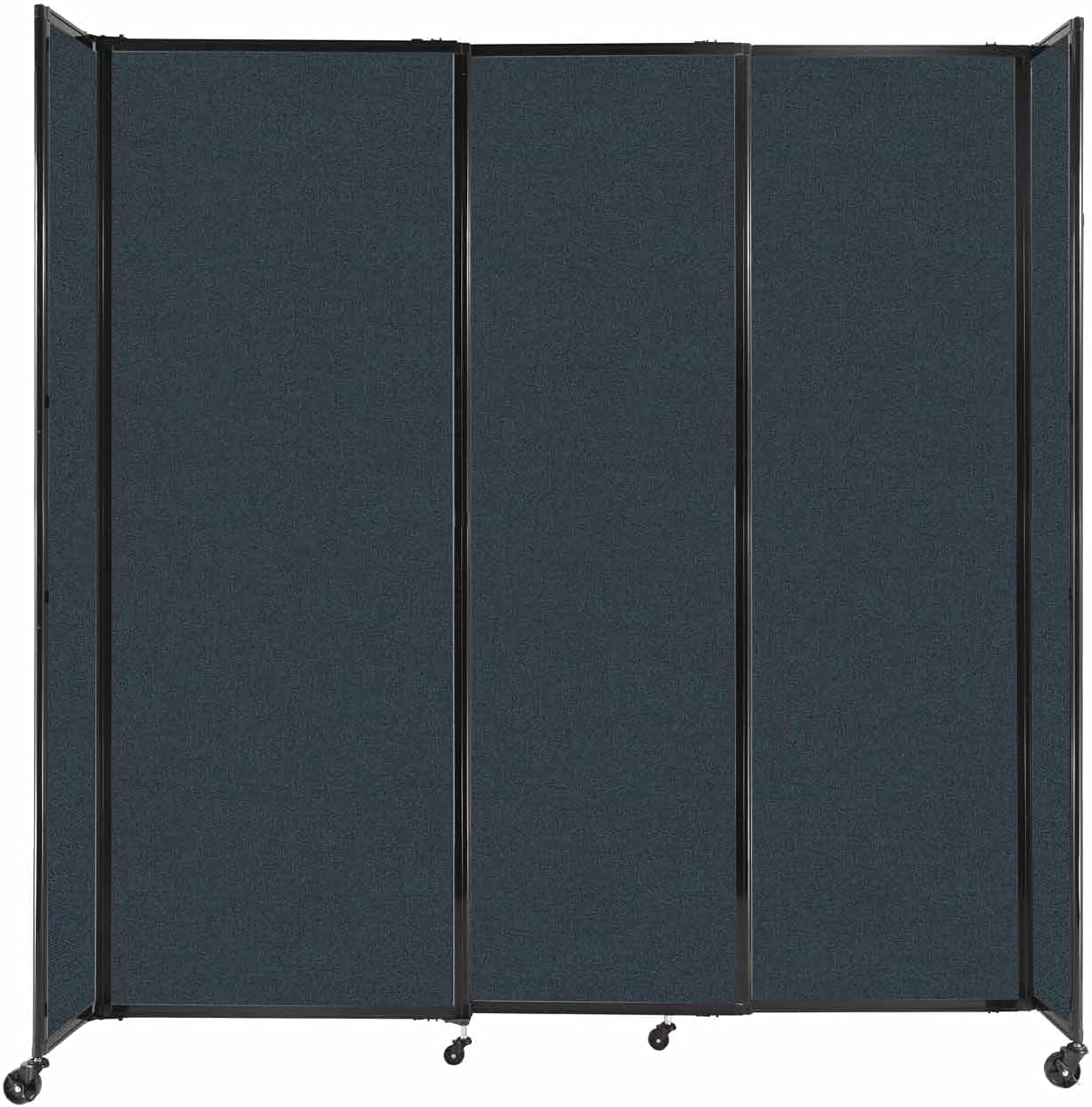 Versare Straightwall Sliding Portable Wall Partition | Freestanding Office Dividers | Locking Wheels | Temporary Room Separator | 7'2" Wide x 7'6" Tall Blue Spruce Fabric Panels