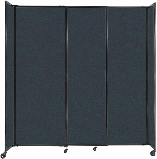 Versare Straightwall Sliding Portable Wall Partition | Freestanding Office Dividers | Locking Wheels | Temporary Room Separator | 7'2" Wide x 7'6" Tall Blue Spruce Fabric Panels
