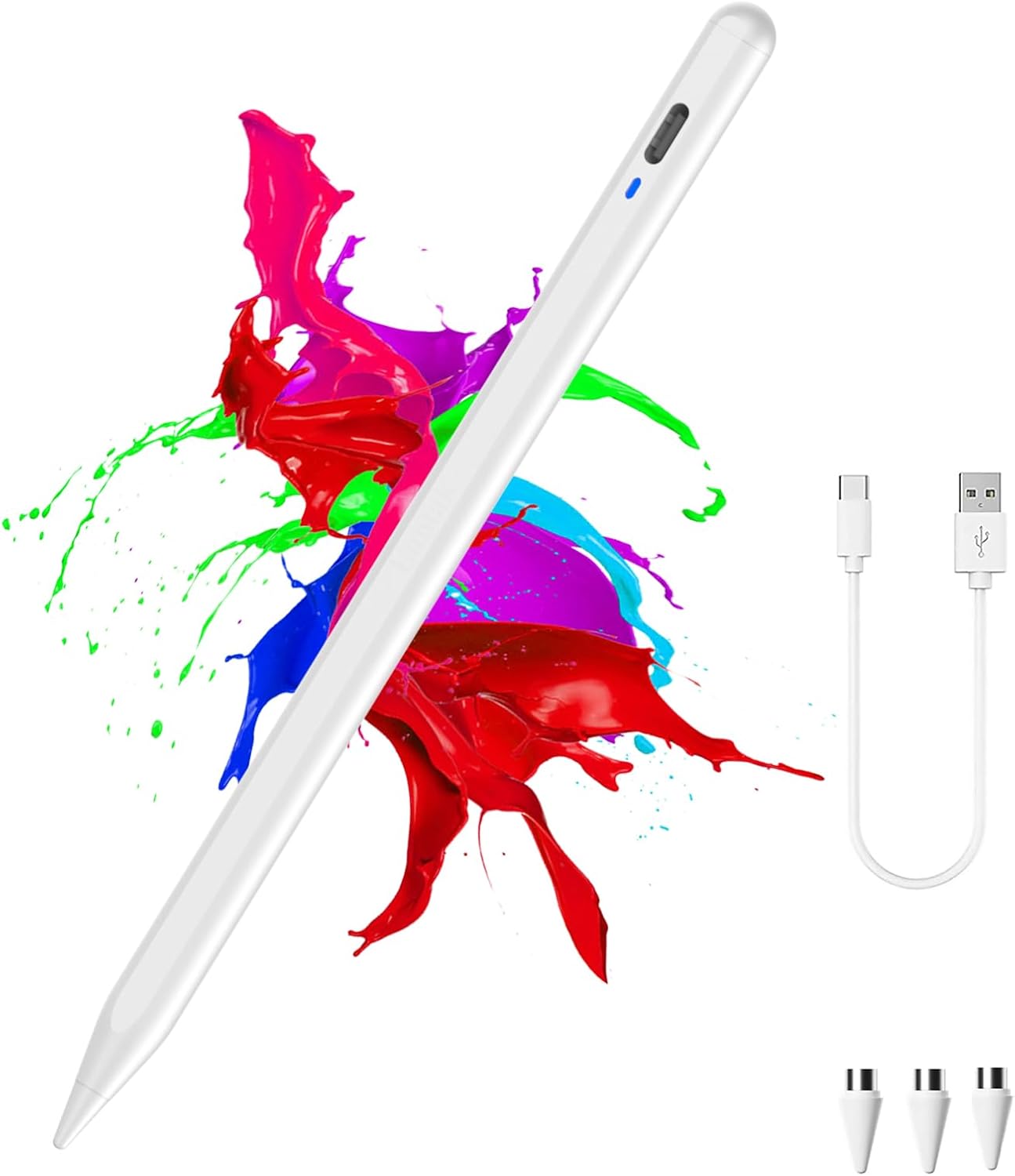 Stylus Pen for Touchscreen for iOS/Android, iPhone Stylus Pen Fine Tip, High-Precision Tablet Pencil for Android/Samsung/Mi/Huawei/Vivo/Lenovo and Other Android Smartphone and Tablet-White