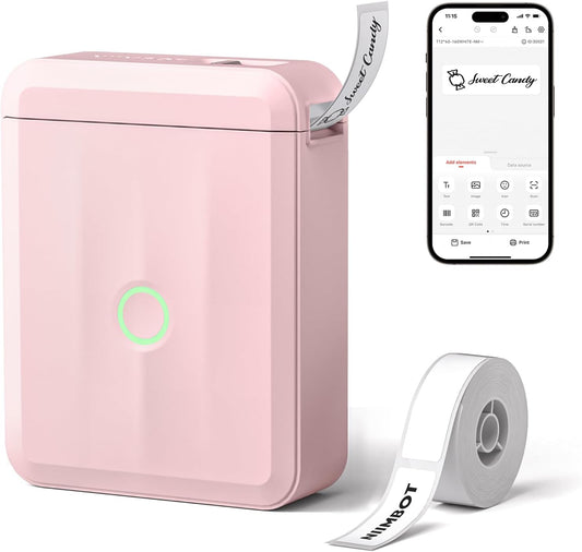 NIIMBOT D110 Upgraded Version Mini Label Maker Machine with Tape, Portable Bluetooth Thermal Printer, Sticker Labeler with Multiple Templates for Office Organization Home Kitchen School, Pink