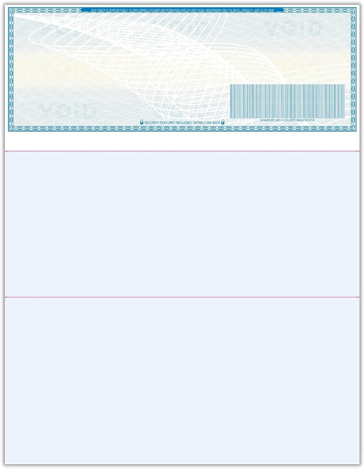 Compuchecks 50 High Security Blank Check Stock - Checks on Top Two Perforated Vouchers on Bottom Compatible with QuickBooks, and Laser or Inkjet Printers, Check Paper Weight # 70 - Light Blue Art Deco