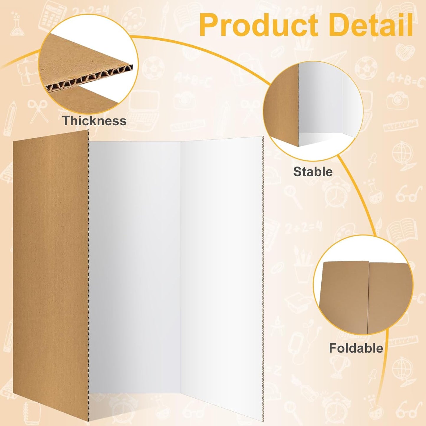 Trifold Poster Board 36"x48", White Extra Large Corrugated Display Board Foldable Board for School Projects, Science Fair, Business Presentations, Photo Displays, Graduation Exhibitions- 2 Pack