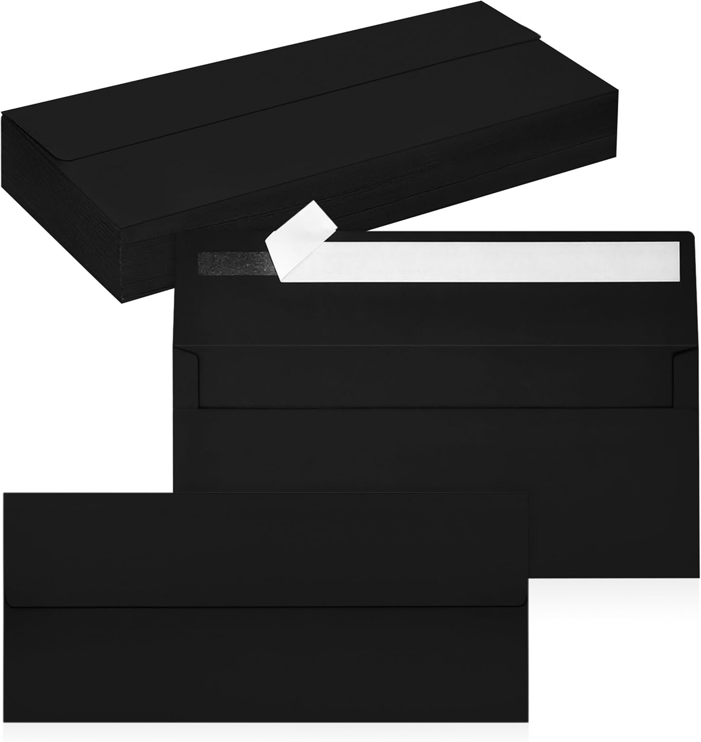 50 Pack #10 Business Envelopes, Self Seal Standard Black Envelopes for Secure Business & Legal Mailing, Office, Checks, Letter, Invoices, 4 1/8 x 9 1/2 Inches