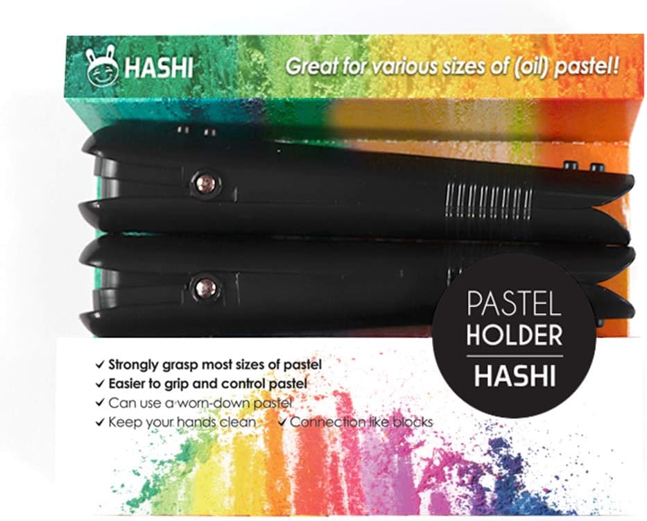 HA SHI Adjustable Plastic Pastel Holder (2pcs 1set), Great For Various Size Of Pastels, Stick Eraser Holder, Chalk Clip for Teachers, Pastel Keeper