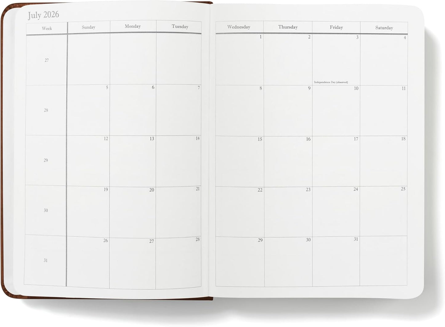 Wykeham's Executive 2026 Daily Journal Planner – US Public Holidays & Format – Customization Available (Brown, 6"×4.5")