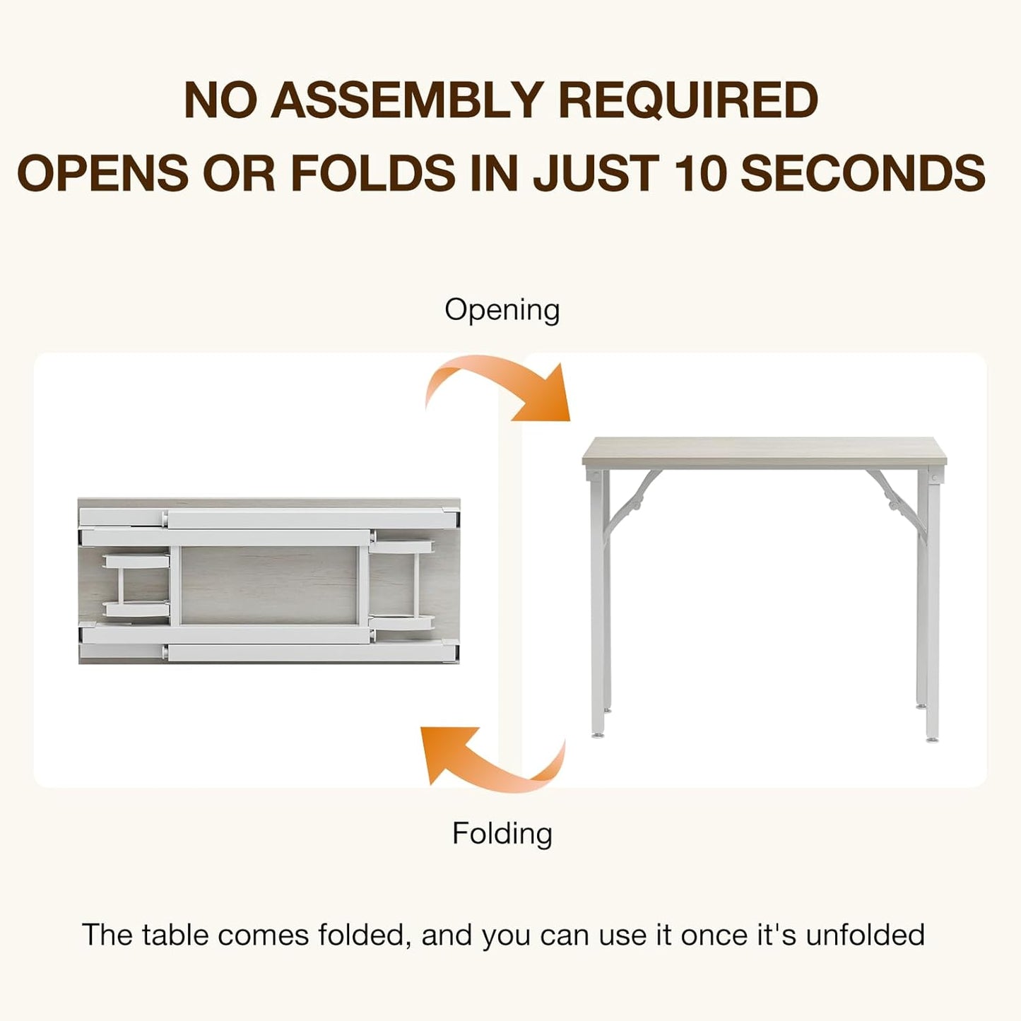 TEMI Small Computer Desk Folding Table - 35.8" Foldable Office Desk, No Assembly, Perfect for Small Spaces in Bedroom, Dorm, or Apartment, Portable Mini Desk or Study Table Compact Design, White Ash