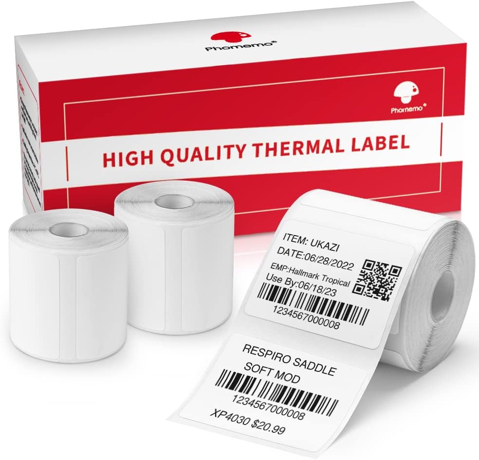 Phomemo 690 PCs Thermal Label - 1.57'' x 1.18'' (40x30mm) Labels Tape for M110/M220/M108/M250/M260/M120/M200/M221/M150/M160 Label Maker, Multipurpose Barcode Stickers, 230 Pcs/Roll
