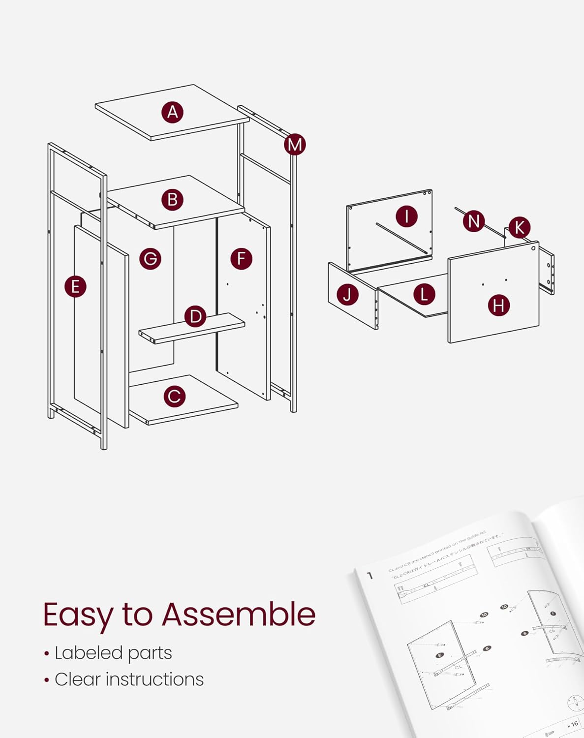VASAGLE File Cabinet for Home Office, 2-Drawer Filing Cabinet with Lock, Open Shelf, Printer Stand, for A4 and Letter Sized Files, Adjustable Feet, Industrial, Rustic Brown and Ink Black UOFC045B01