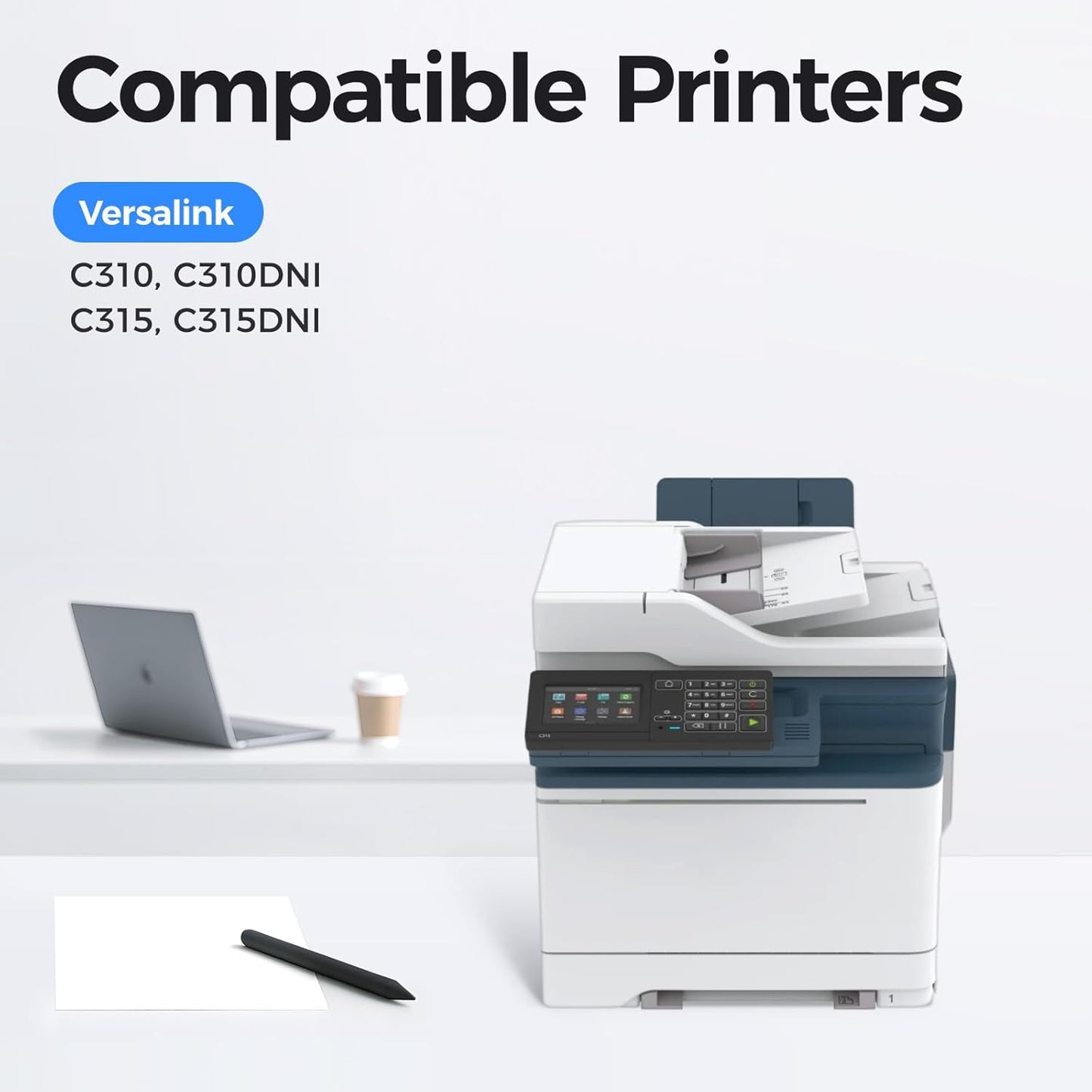 C310 C315 High-Yield Toner Cartridge Set 4-Pack Replacement for Xerox 006R04364 006R04365 006R04366 006R04367 Compatible with Xerox C310 C310DNI C315 C315DNI Color Printer (Black Cyan Magenta Yellow)