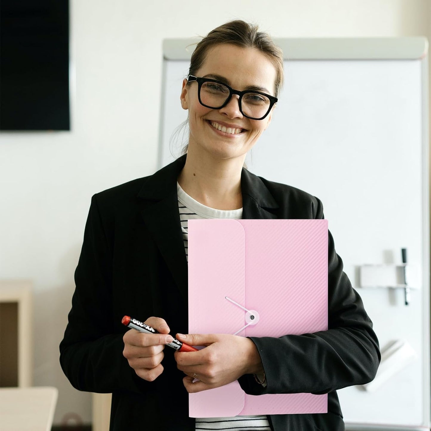 SKYDUE Pink School Office Supplies, Accordion File Organizer - 7 Pocket Letter Size Expanding Folder for School & Office - Portable Document Organizer