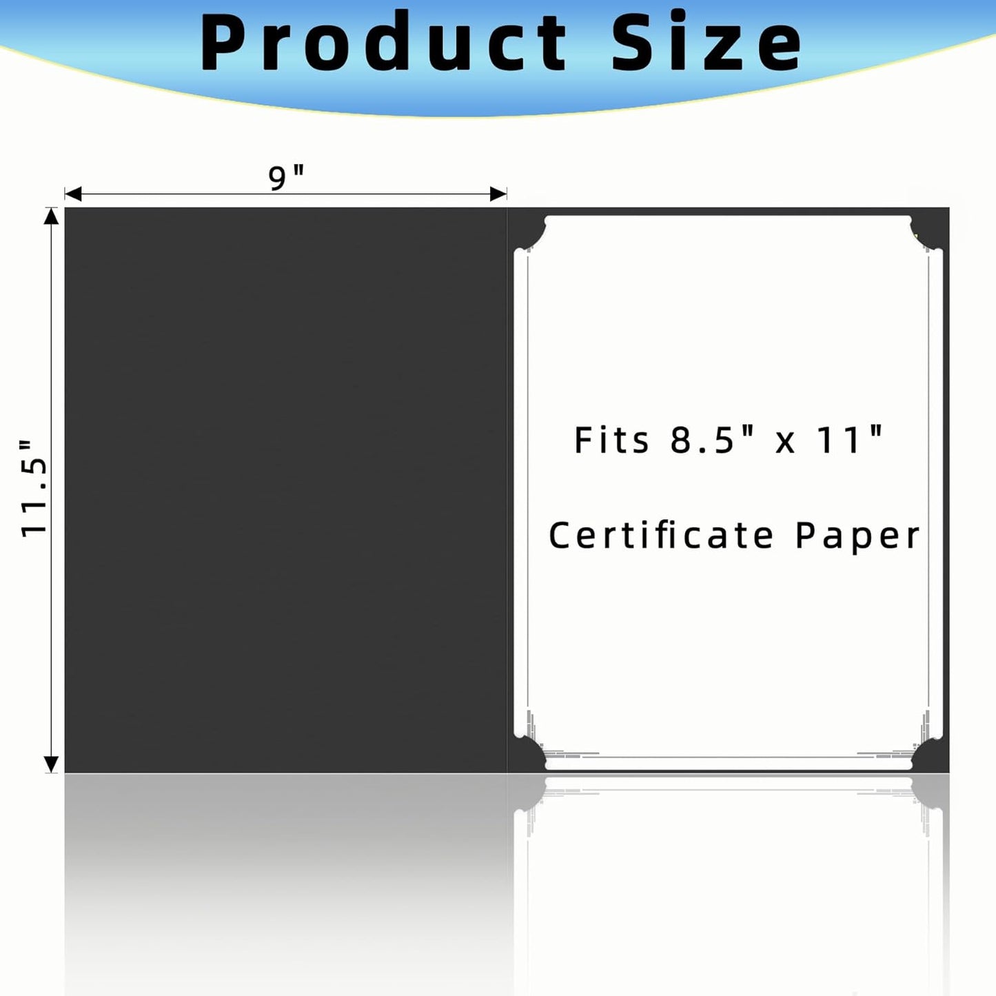 50 Packs Black Certificate Holders, Graduation Diploma Holders Gold Foil Border, 350gsm Certificate Covers for Letter Size 8.5x11 Certificates, Cardstock, Diploma, Award, Document Papers
