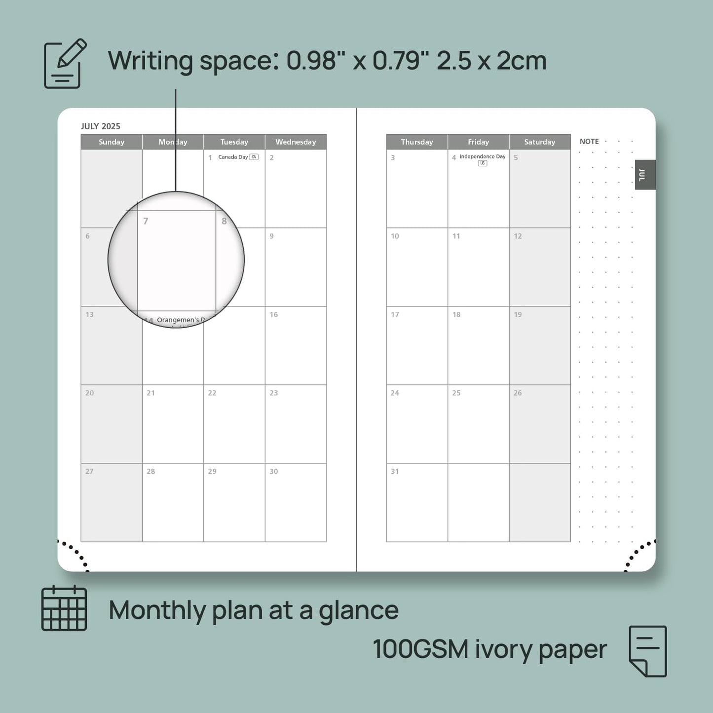 POPRUN Pocket Planner 2025-2026 (Purse Size 4'' x 6.25'') Academic Small Calendar (July 2025 - June 2026) with Hourly Time Slots, 100GSM Thick Papers, Leather Soft Cover - Green