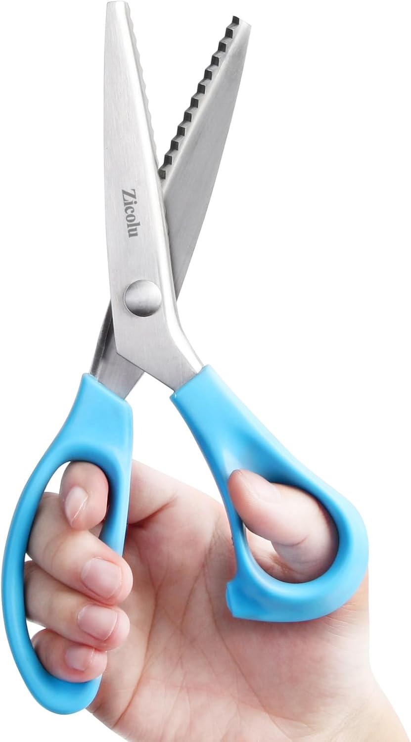 Zig Zag Scissors for lace wig, 9" Sewing Pinking Shears for Fabric Cutting, Craft Scissors Decorative Edge Paper, Ideal for Tailor, Quiltiing, Dressmaking, Scrapbooking, Home DIY, Arts&Crafting