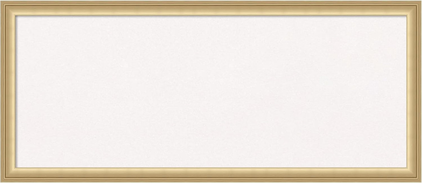 Amanti Art White Cork Board for Wall, 14x32 Vision Board with Gold Frame, Medium Corkboard Office Decor for Home Organization, Casual Corkboard Pinboard to display items for home organization
