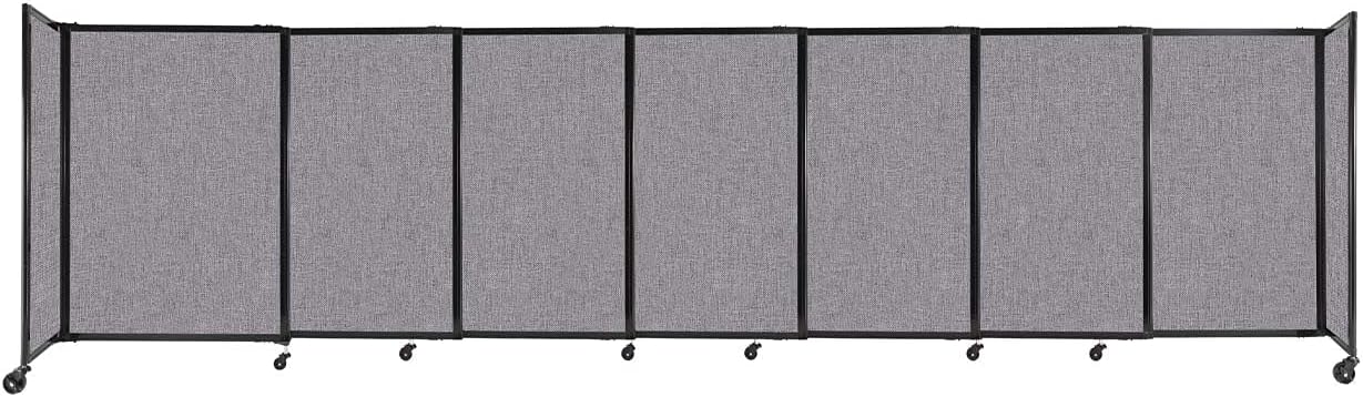 Versare Straightwall Sliding Portable Wall Partition | Freestanding Office Dividers | Locking Wheels | Temporary Room Separator | 15'6'' Wide x 4' Tall Cloud Gray Fabric Panels