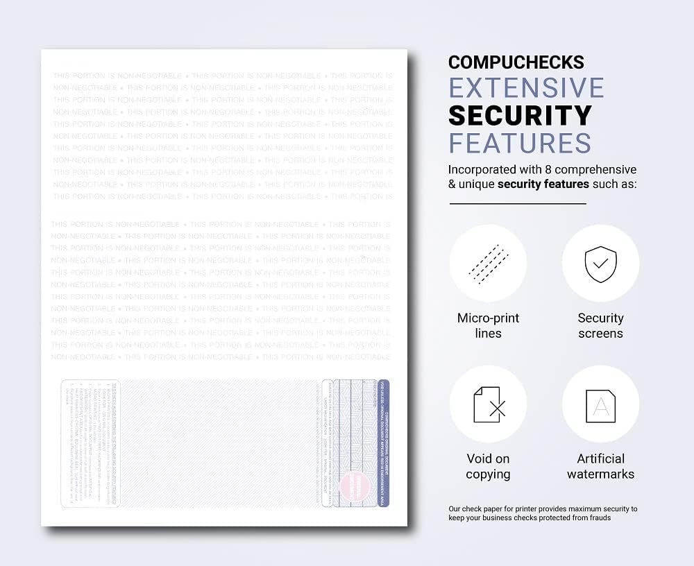 Compuchecks 2000 High Security Blank Check On Bottom Stock Paper Compatible with QuickBooks (Brown Mazed) Print Easy Your Computer Checks for Business Or Personal Use - Paper Weight # 70