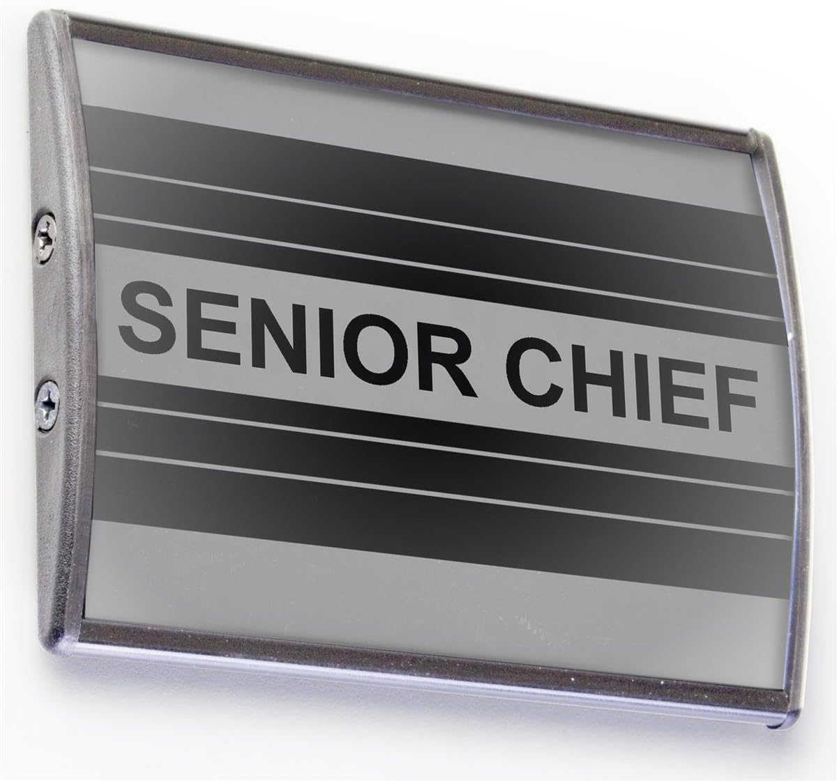 Displays2go Office Wall/Door Sign, 3.1 x 4.3 x 0.5 Inch, Silver Aluminum with Non-Glare Lens, No Tools Required - Set of Seven