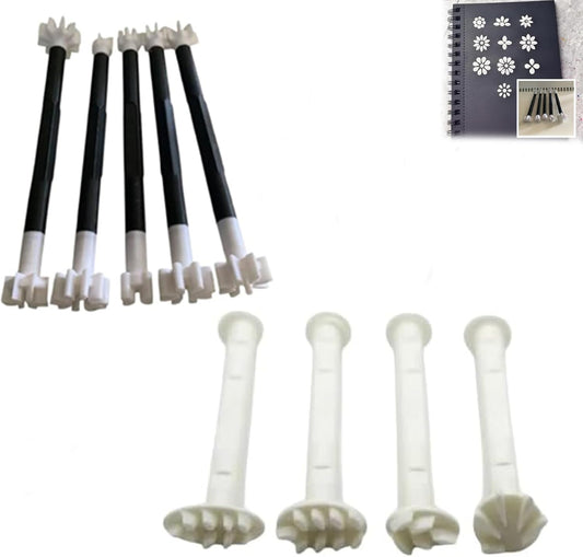 Flower Floral Dotting Tools Set: 3D Printed Stamps for DIY Graffiti. Flowers, Leaves, Cat Paw Patterns. Drawing Templates for Dot Painting. (C)