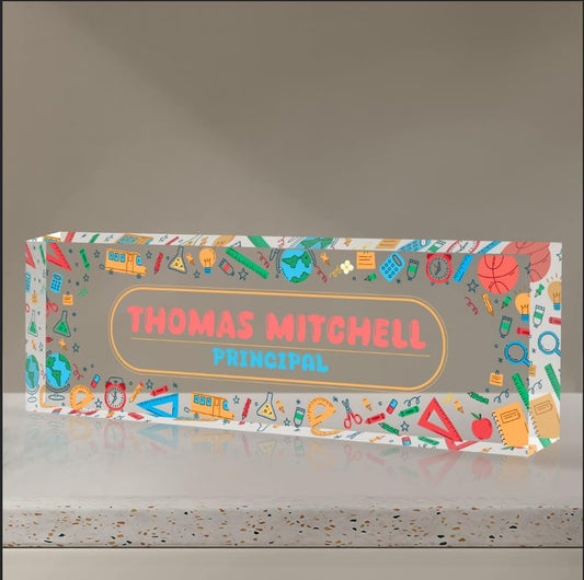 Personalized Name Plate for Desk, Custom Desk Name Plate, Acrylic Name Plate Office Desk Accessories, Personalized Office Gifts for Coworkers Teachers, Employee Appreciation Gifts (Teacher's Day)