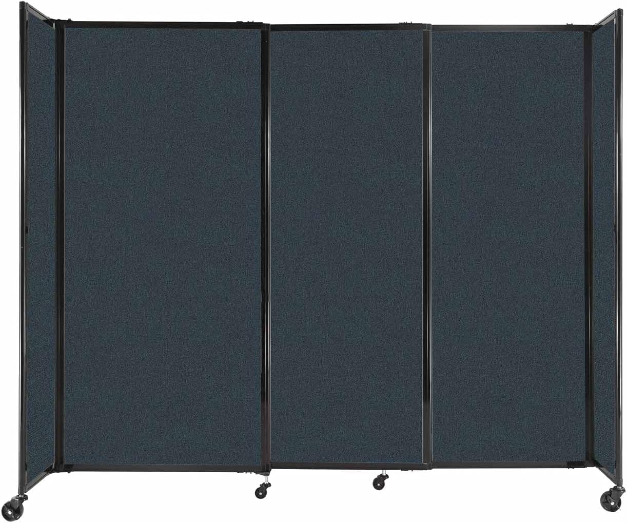 Versare Straightwall Sliding Portable Wall Partition | Freestanding Office Dividers | Locking Wheels | Temporary Room Separator | 7'2" Wide x 6' Tall Blue Spruce Fabric Panels