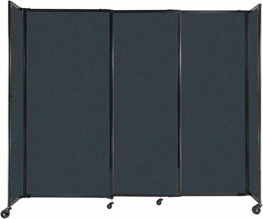 Versare Straightwall Sliding Portable Wall Partition | Freestanding Office Dividers | Locking Wheels | Temporary Room Separator | 7'2" Wide x 6' Tall Blue Spruce Fabric Panels