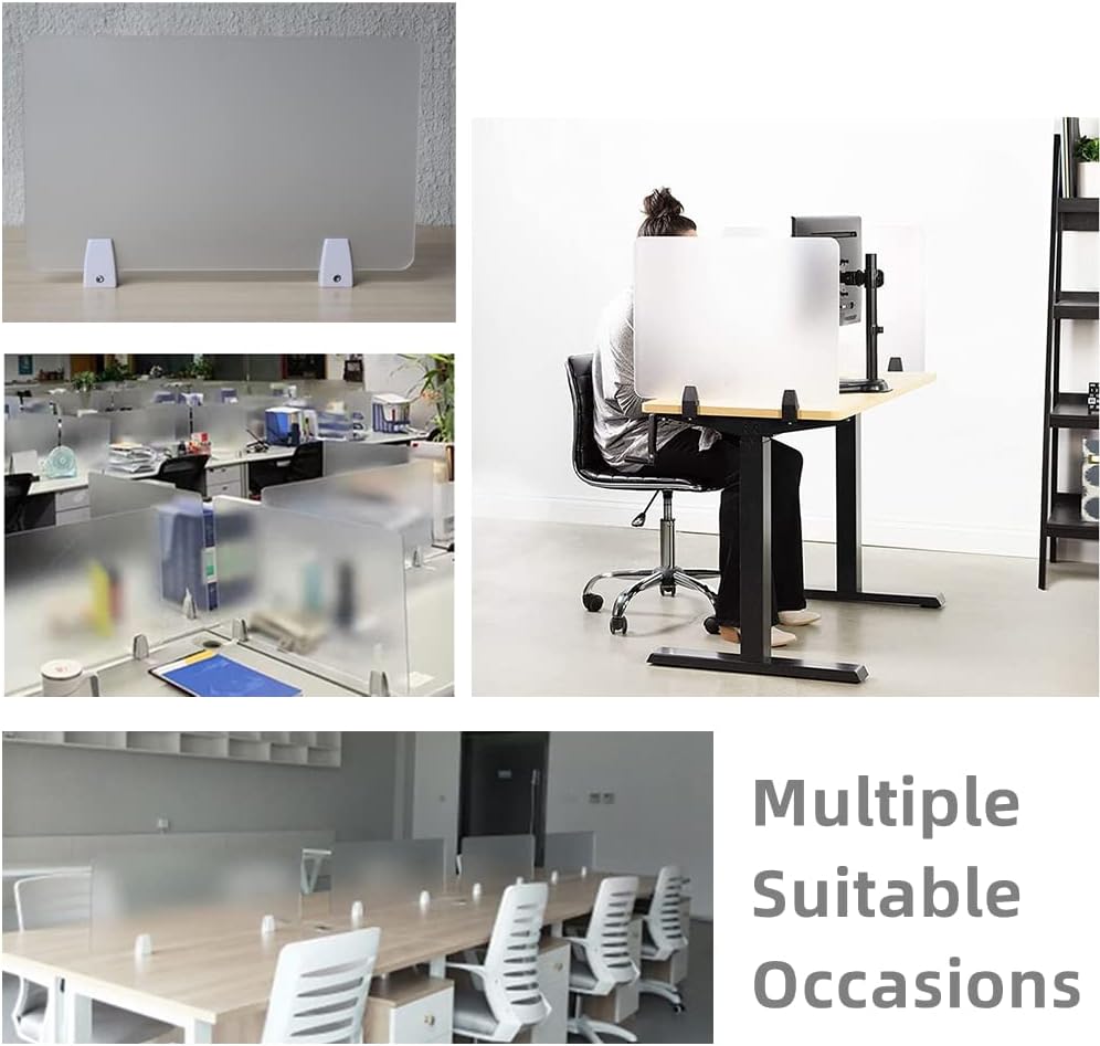 4PCS Desk Dividers Office Partitions, Privacy Desk Panel Protective, Frosted Acrylic Plexiglass Shield with Clamps for Offices Schools Call Centers - 23.6”L X15.8”W