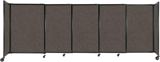 Versare Straightwall Sliding Portable Wall Partition | Freestanding Office Dividers | Locking Wheels | Temporary Room Separator | 11'3" Wide x 4' Tall Mocha Fabric Panels