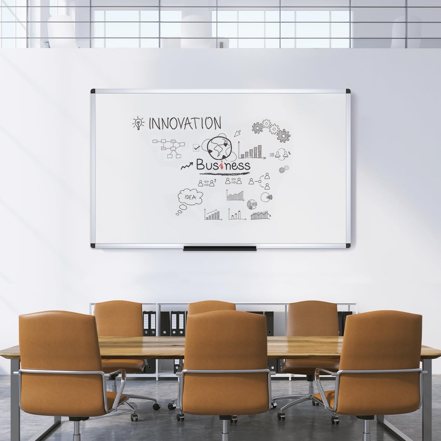 VIZ-PRO Dry Erase Board/Magnetic Whiteboard, 96 x 48 Inches, Large Wall Mounted Board for School Office and Home 8' x 4'