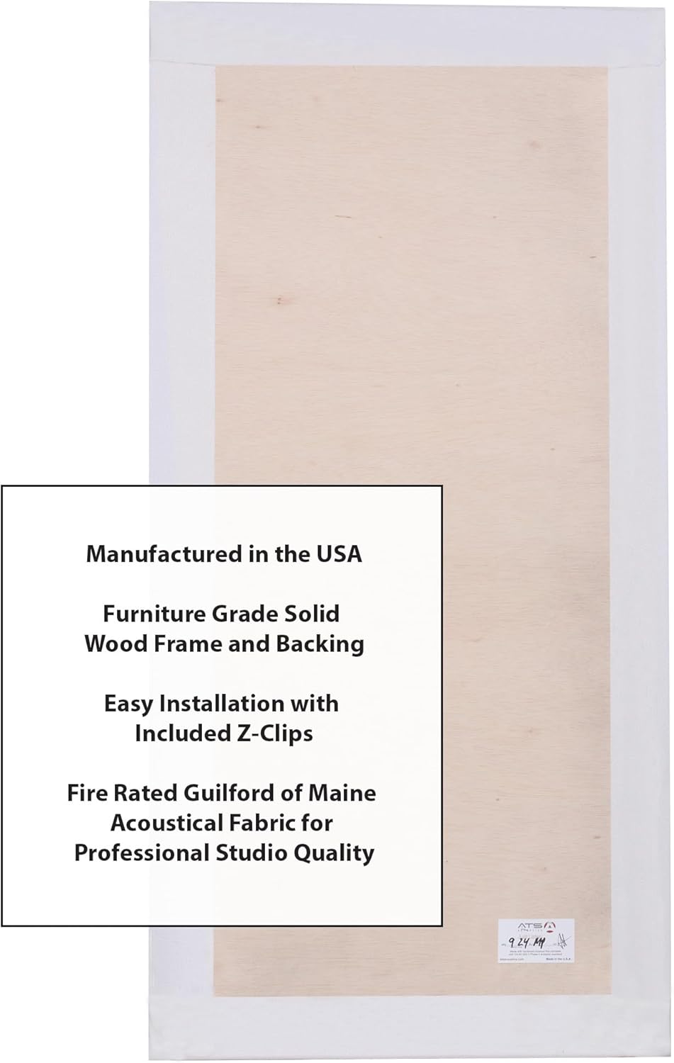 ATS Acoustics Sound Absorbing Acoustic Panel Fire Rated Professional Studio Quality 24" x 48" x 2" (Snow)