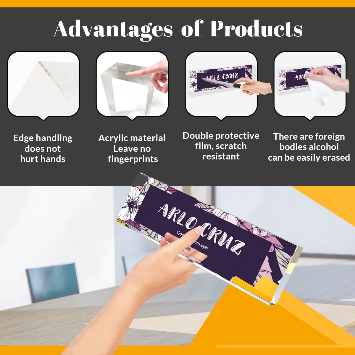 Personalized Office Name Plate, Custom Name Plaque for Desk, Office Desk Nameplates, Acrylic Desk Ornaments, Custom Employee Appreciation Gifts