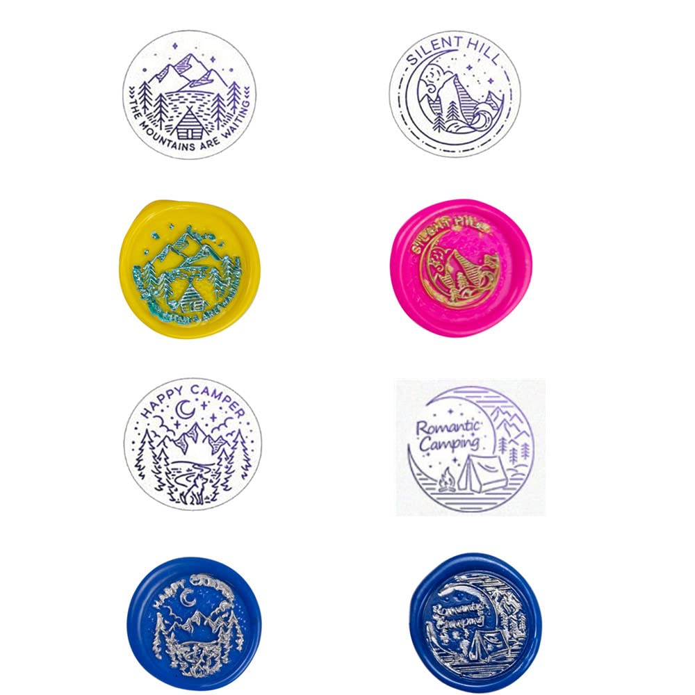 Wax Seal Stamp kit, ANBOSE Animal Wax Seal Stamp Set with 4 PCS Removable Brass Heads and 1 Wooden Handle, Mountains Hill Sealing Wax Stamp for Cards Invitations