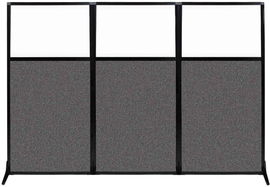 Versare Workstation Partition | Portable Wall Divider | Modern Office Cubicle | Free Standing Privacy Screen | Flexible Work Space | 99" x 70" W/Window, Charcoal Gray Fabric Panels