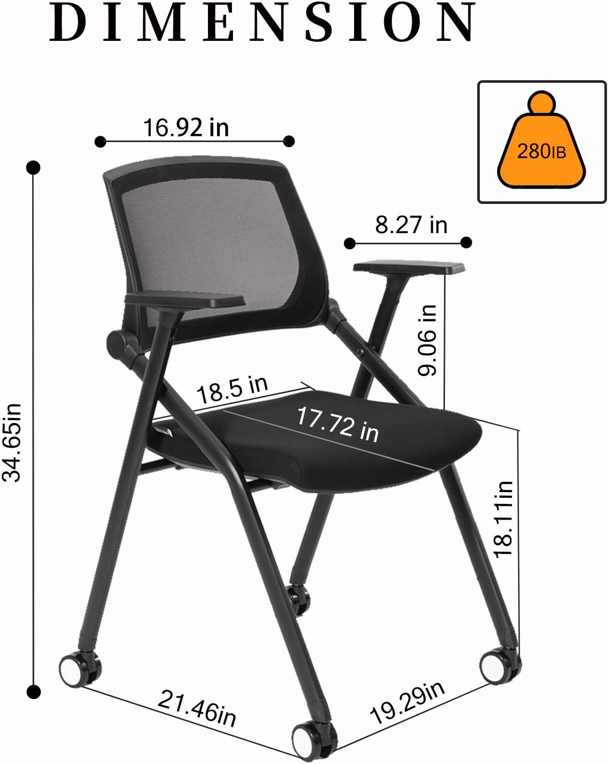 8 Pack Executive Office Chairs with Caster Adjustable Armrest Ergonomic Mid-Back Breathable Mesh Foldable Conference Reception Chair Set for Home School Waiting Room