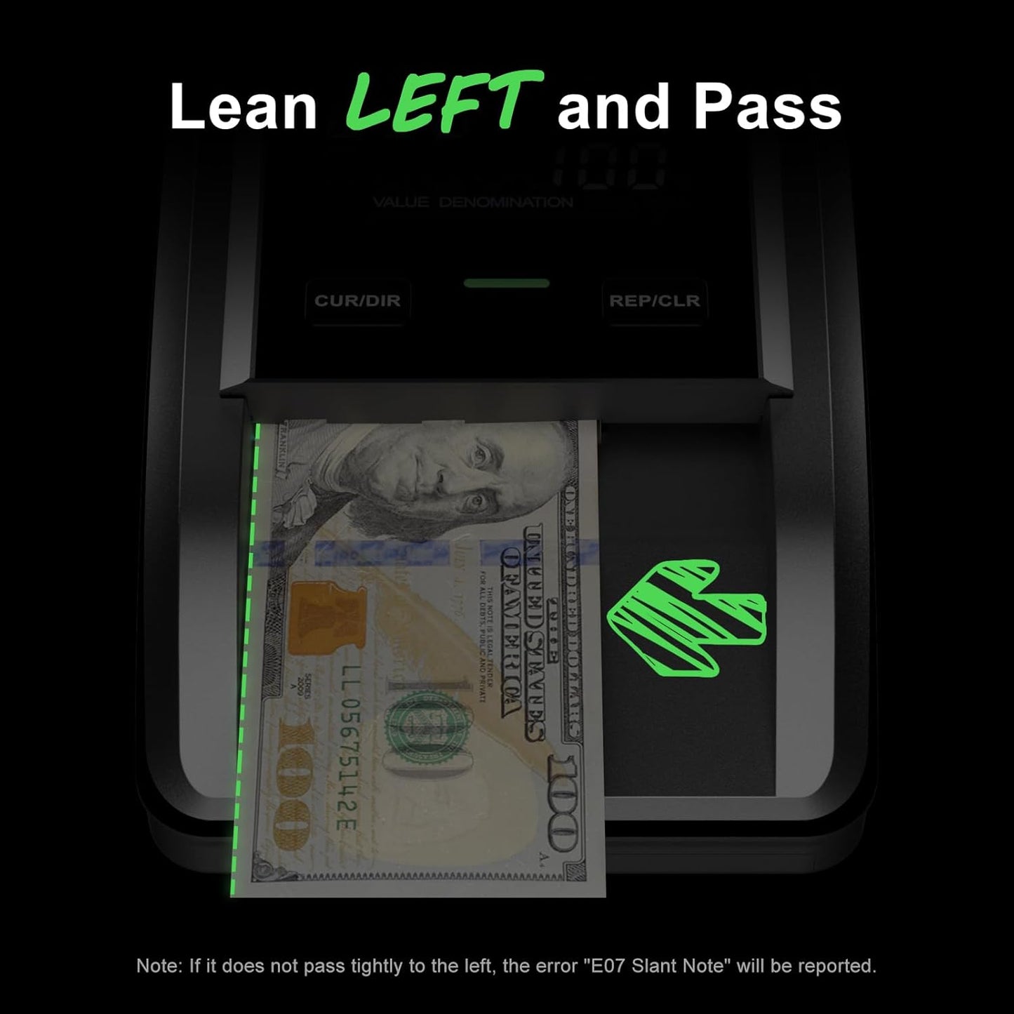 Aneken AL-139 Counterfeit Bill Detector with 2.8" Digital Screen, Total Value & Add Function, 4-Way Orientation & Traceable Records Counterfeit Money Detector, Compatible with USD/EUR/GBP/MEX, etc