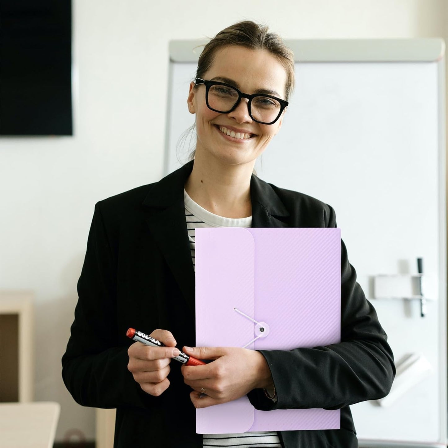 SKYDUE Expanding File Folder with 7 Pockets, Accordion File Organizer, Portable Folders for Documents, School Office Supplies Bungee Closure, Letter/A4 Size Purple