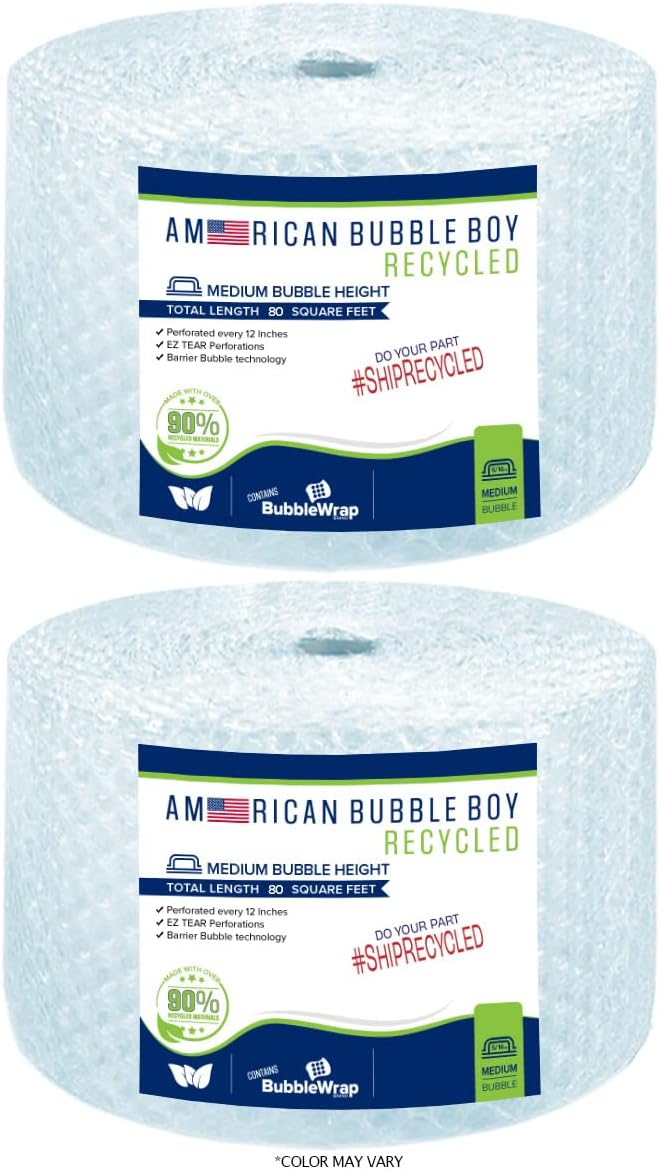 5/16 Medium Recycled Bubble Wrap - 2 Rolls
