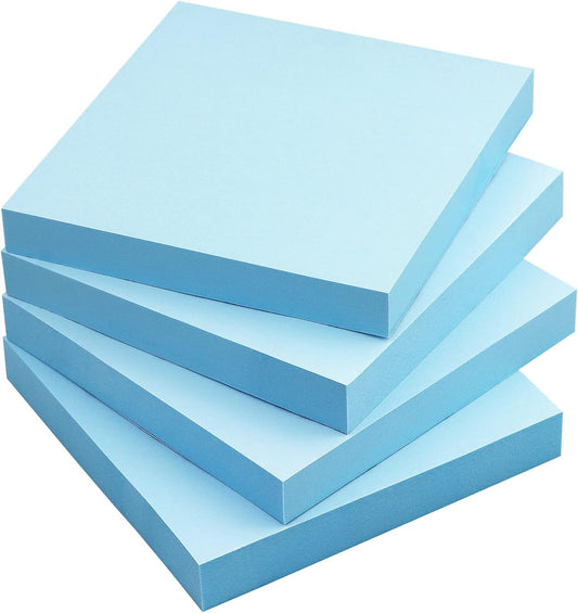 Sticky Notes 3x3 Self-Stick Notes Bright Colors Sticky Notes 4 Pads 100 Sheets/Pad (Light Blue)