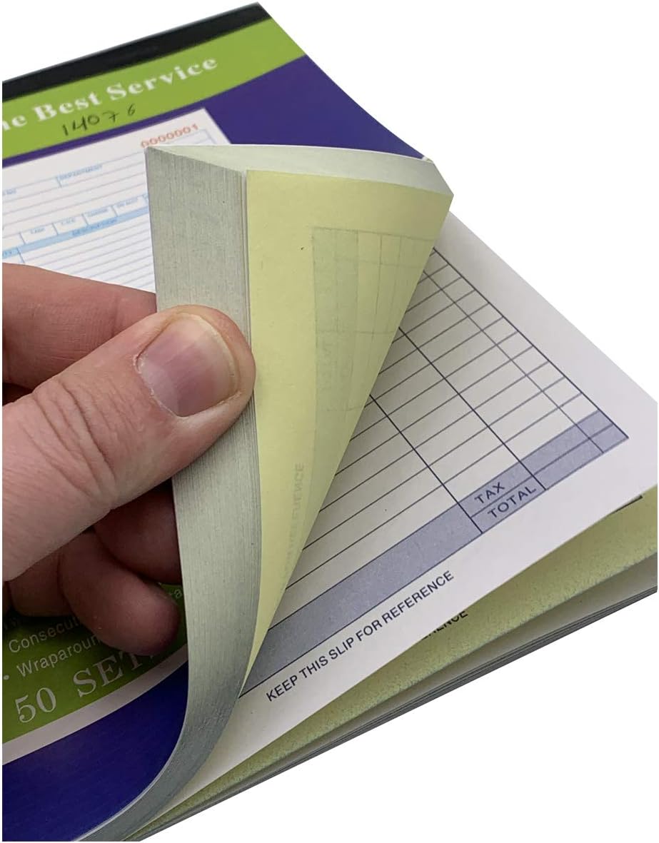 5 Pack Large Sales Order Book Receipt Invoice Duplicate Carbonless 50 Sets 5.9/16" X 8.7/16"