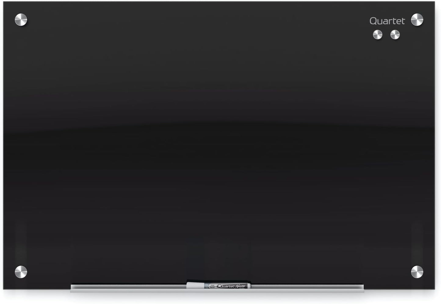 Quartet Glass Whiteboard, Magnetic Dry Erase White Board, 24" x 18", Black Surface, Infinity (G2418B)