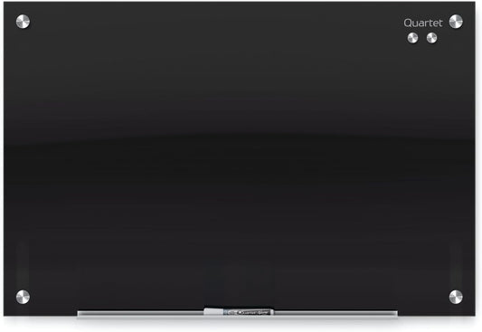 Quartet Glass Whiteboard, Magnetic Dry Erase White Board, 24" x 18", Black Surface, Infinity (G2418B)