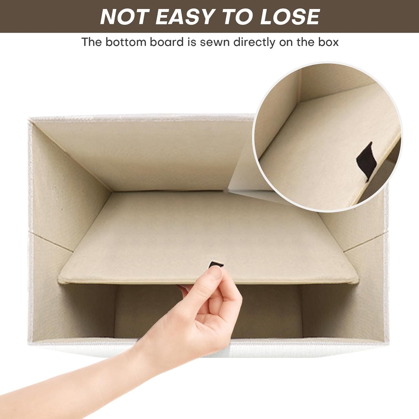 Large 17" 42 Quarts Collapsible Stackable Storage Bins with Lids [3-Pack] Foldable Fabric Linen Storage Boxes Cube, Closet Organizer Baskets with Label (16.7 x 12 x 12", White)