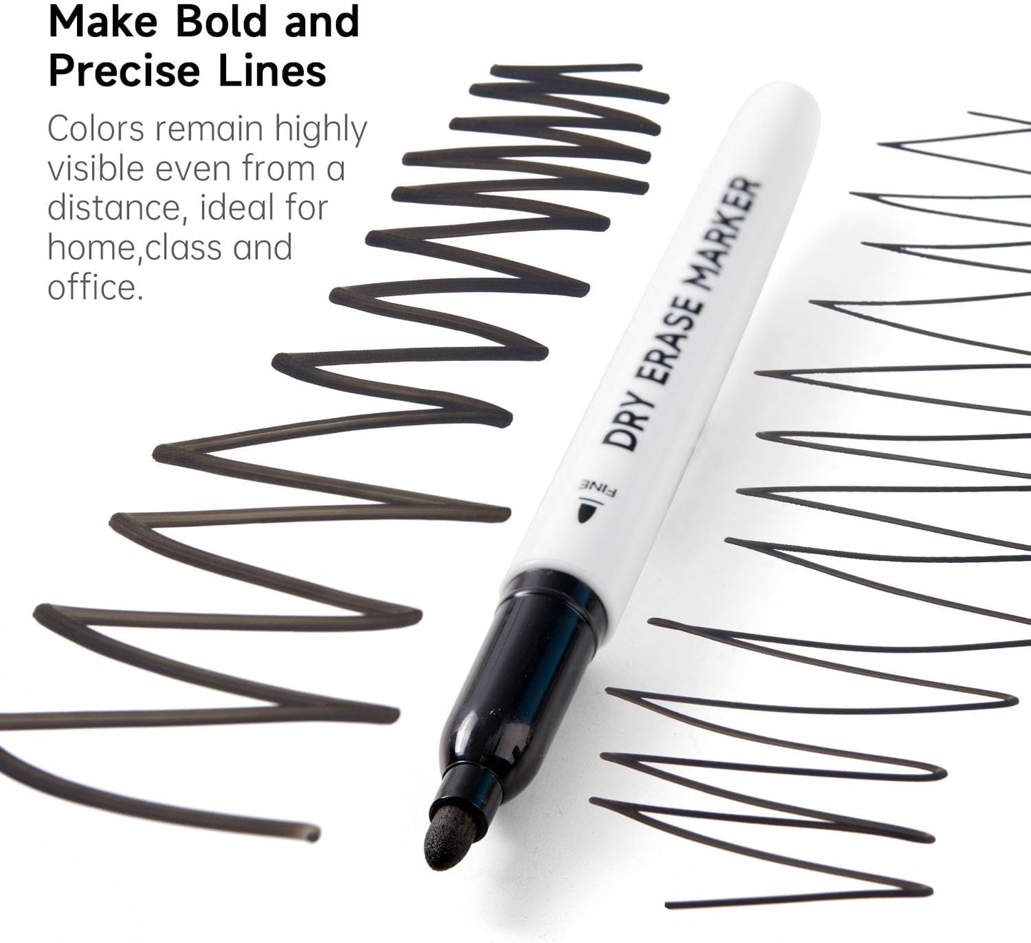 100 Bulk Pack Black Whiteboard Markers with 3 Erasers, Fine Point Dry Erase Markers Perfect For Writing on Dry-Erase Boards, Glass for School Office Home