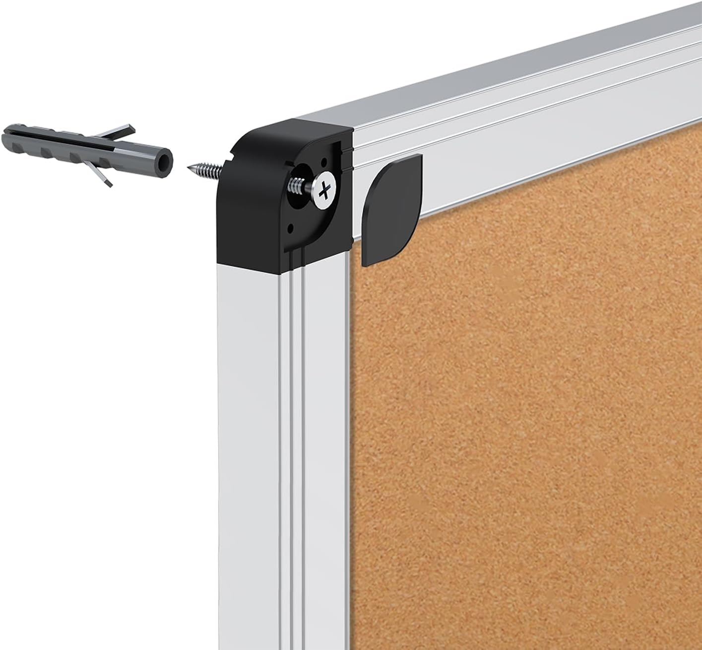 VIZ-PRO Large Cork Bulletin Board, 60 X 48 Inches, Wall-Mounted Corkboard with Silver Aluminium Frame for School, Office, and Home 5' X 4'